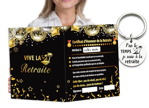 MKISHINE Originelles Geschenk zum Ruhestand – Riesige Klappkarte 42 x 28 cm + Schlüsselanhänger graviert "No the time, I bin at the pension". Lustige Idee für Herren und Damen von MKISHINE