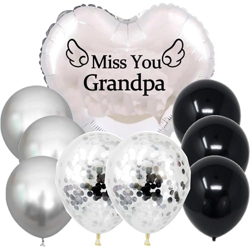 Miss You Opa Gedenkballon Set Herzform mit Schwarz Silber Konfetti Latex Ballons Gedenkfeier Dekorationen Miss You Opa Gedenkballon Set Herzform mit Schwarz Silber Konfetti Latex Ballons Gedenkfeier Dekorationen von MKISHINE
