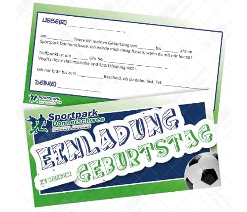 MKKZLPN 12 Einladungskarten Kindergeburtstag Jungen Fußball Fussball Kinder coole bunte Einladungen Geburtstag Geburtstagseinladungen Kids,Einladungskarten Geburtstag Junge von MKKZLPN