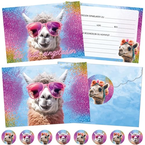 MKKZLPN 12 x Lama Einladungskarten Set, Lustige Alpaka Geburtstagseinladungen Karte für Geburtstage oder Feiern für Mädchen Kindergeburtstag und Party MKKZLPN 12 x Lama Einladungskarten Set, Lustige Alpaka Geburtstagseinladungen Karte für Geburtstage oder Feiern für Mädchen Kindergeburtstag und Party von MKKZLPN