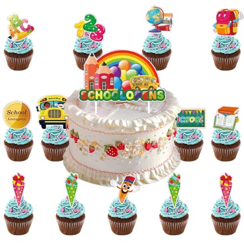 MKKZLPN Schule Tortendekoration 23pcs Cupcake Topper Dekorationen Schulanfang Kuchen Topper Kuchendeko Schulanfang für Schulkind Junge Mädchen Tortendeko Schulanfang Party Deko MKKZLPN Schule Tortendekoration 23pcs Cupcake Topper Dekorationen Schulanfang Kuchen Topper Kuchendeko Schulanfang für Schulkind Junge Mädchen Tortendeko Schulanfang Party Deko von MKKZLPN