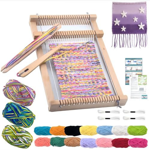 MKLG DIY Holz Webrahmen Kinder Set, Webrahmen für Kinder ab 4-12 Jahren, Geschenk Mädchen Bastelset 4 Jahre, 29 * 19cm von MKLG