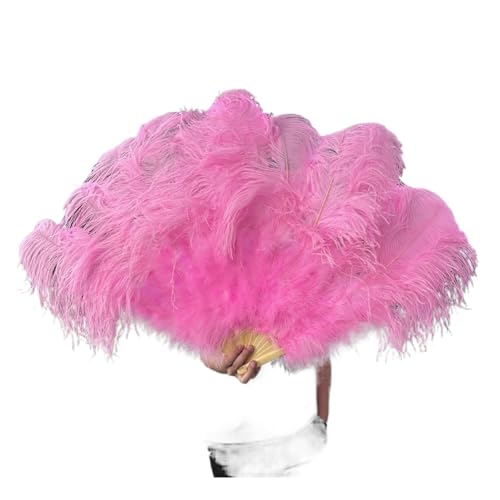 MKLHAVB 2 Größen Retro großer Federfächer, rot, Tanzfächer, Party, Hochzeit, Bühnenshow, Requisiten, Handheld, Marabufedern, Fächer, Dekor, 13 Knochen(Pink,100CM 2PCS) von MKLHAVB