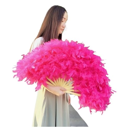 MKLHAVB 70 * 40 cm Große Rosa Feder Fan Bühne Leistung Tanz Fan Fotografie Requisiten Feder Faltfächer Hochzeit Party Dekoration(Rose Pink) von MKLHAVB
