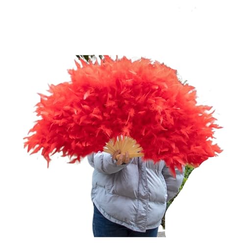 MKLHAVB Bunte natürliche Federfächer for Karneval, Aufführung, Party, Dekoration, Federn, Bühnenshow, professionelles Bastelzubehör(Red,1pcs 45-80cm) von MKLHAVB