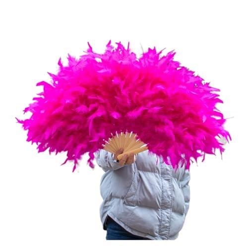 MKLHAVB Bunte natürliche Federfächer for Karneval, Aufführung, Party, Dekoration, Federn, Bühnenshow, professionelles Bastelzubehör(Rose red,1pcs 45-80cm) von MKLHAVB
