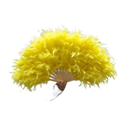 MKLHAVB Bunte natürliche Federfächer for Karneval, Aufführung, Party, Dekoration, Federn, Bühnenshow, professionelles Bastelzubehör(Yellow,1pcs 45-80cm) von MKLHAVB