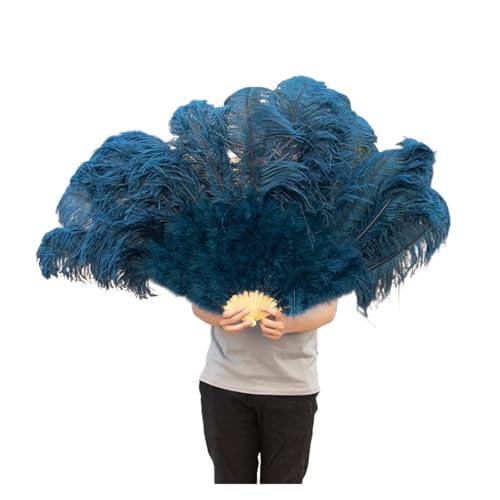 MKLHAVB Extra große Federfächer, Flauschiger 13-Knochen-Handfederfächer for Hochzeit, Party, Bühnenaufführung, Requisiten(Deep biue,130CM 2PCS) von MKLHAVB