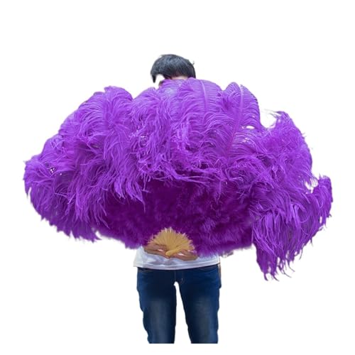 MKLHAVB Extra große Federfächer, Flauschiger 13-Knochen-Handfederfächer for Hochzeit, Party, Bühnenaufführung, Requisiten(Purple,130CM 2PCS) von MKLHAVB
