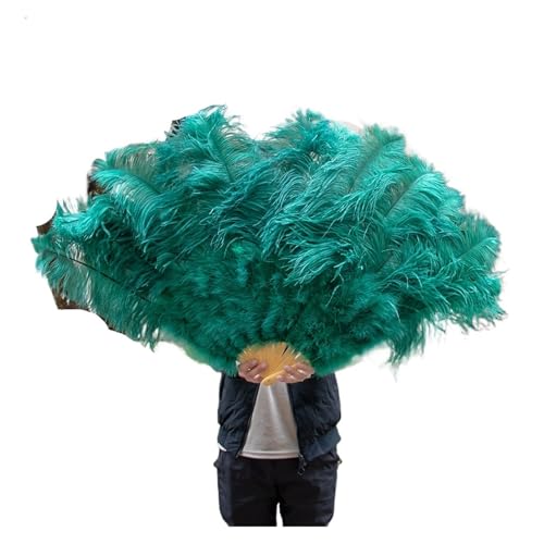 MKLHAVB Federfächer, 100 cm lang, faltbar, handgehalten, Federfächer, Leistungsfächer for Karneval, Party, Bühnenshow, Requisiten(Green,2PCS) von MKLHAVB