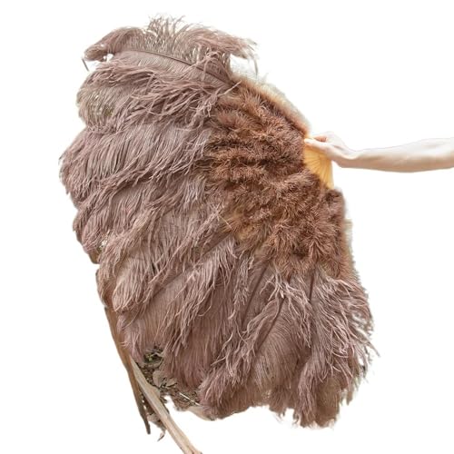 MKLHAVB Großer Federn-Fächer, 13 Knochen, 100 cm, 130 cm, Handfaltfächer for Party, Karneval, Tanz, Performance, Dekoration(Coffee,100CM 2PCS) von MKLHAVB