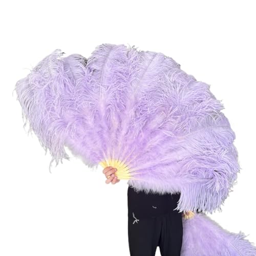 MKLHAVB Großer Federn-Fächer, 13 Knochen, 100 cm, 130 cm, Handfaltfächer for Party, Karneval, Tanz, Performance, Dekoration(Light Purple,130CM 2PCS) von MKLHAVB