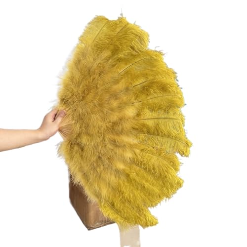 MKLHAVB Großer Federn-Fächer, 13 Knochen, 100 cm, 130 cm, Handfaltfächer for Party, Karneval, Tanz, Performance, Dekoration(Olive Green,130CM 2PCS) von MKLHAVB