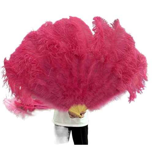 MKLHAVB Großer Federn-Fächer, 13 Knochen, 100 cm, 130 cm, Handfaltfächer for Party, Karneval, Tanz, Performance, Dekoration(Watermelon Red,100CM 2PCS) von MKLHAVB