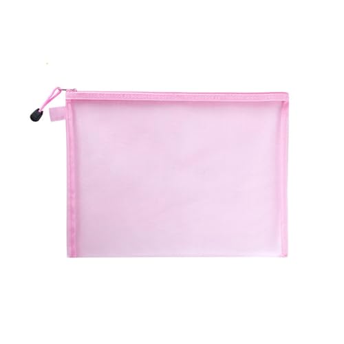 Netz-Dokumententasche A4/A5/A6 Netz-Reißverschlusstasche, Dokumententasche, wasserdichter Reißverschluss, Aktenordner, Schule, Bürobedarf, Kosmetik-Make-up-Taschen Mesh Zipper File Bag (Color : Pink von MKLHAVB
