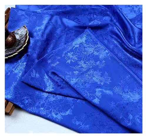 Satinstoffe 3/5/10 m seidiger Blumen-Jacquard-Satin-Stoff for Nähen von Kleidung, Innenfuttermaterial, Meterware, Schwarz, Weiß, Blau, Rosa (Color : 26, Size : 150cmx5M) von MKLHAVB