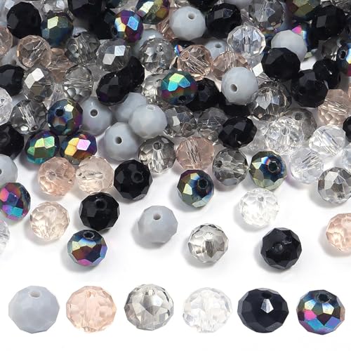 Kristallglasperlen für Schmuck- und Armbandherstellung, 6 mm, schwarze Reihe, Briolette-Glasperlen mit Loch zum Basteln, lose Edelsteine für Ornamente, Windspiele, Sonnenfänger, 300 Stück Kristallglasperlen für Schmuck- und Armbandherstellung, 6 mm, schwarze Reihe, Briolette-Glasperlen mit Loch zum Basteln, lose Edelsteine für Ornamente, Windspiele, Sonnenfänger, 300 Stück von MKLKSDH