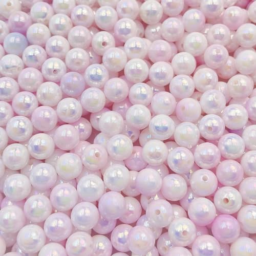 Runde Acrylperlen, 6 mm, Rosa, 2 AB-Beschichtung, farbige Glasperlen, Acryl, runde Perlen für Schmuck, Armbänder, Halsketten, Acrylperlen für Stifte, Bastelprojekte, 360 Stück von MKLKSDH