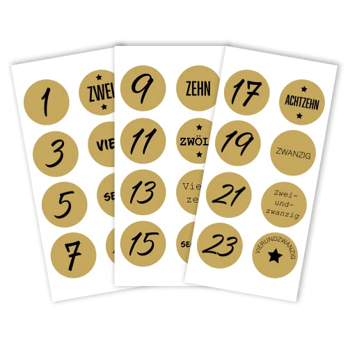 Adventskalender Zahlen Sticker sand | 24 Stk. Aufkleber | DIY | rund 4 cm Adventskalender Zahlen Sticker sand | 24 Stk. Aufkleber | DIY | rund 4 cm von MKM Print