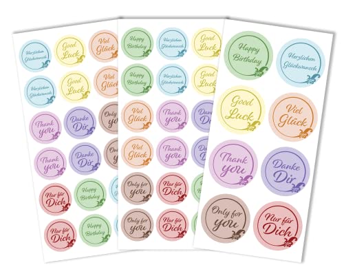 Geburtstagssticker bunt | 44 Stk. Aufkleber für Geburtstage | rund 4,5 cm und 3 cm DIY Geburtstagssticker bunt | 44 Stk. Aufkleber für Geburtstage | rund 4,5 cm und 3 cm DIY von MKM Print