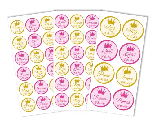 Geburtstagssticker king, queen | 44 Stk. Aufkleber für Geburtstage | rund 4,5 cm und 3 cm DIY Geburtstagssticker king, queen | 44 Stk. Aufkleber für Geburtstage | rund 4,5 cm und 3 cm DIY von MKM Print