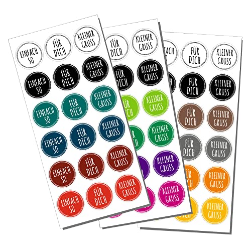 Sticker "Einfach so - Für Dich - Kleiner Gruß" | 54 Stk.Aufkleber, rund 3 cm Sticker "Einfach so - Für Dich - Kleiner Gruß" | 54 Stk.Aufkleber, rund 3 cm von MKM Print