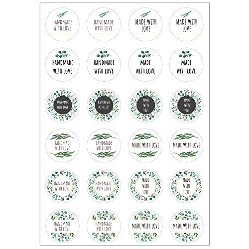 Sticker "Handmade with Love" weiß | DIY | 24 Stk. Aufkleber, rund 4 cm Sticker "Handmade with Love" weiß | DIY | 24 Stk. Aufkleber, rund 4 cm von MKM Print