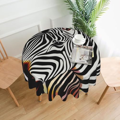 MKNAZ Bunte Tischdecke, Zebramuster, rund, 152,4 cm, dekorative Tischdecke, Polyester-Bezug für Küche, Esszimmer, Partys, Hochzeiten, Picknick von MKNAZ