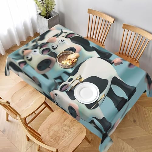 MKNAZ Rechteckige Tischdecke mit Cartoon-Kuh-Motiv, 228 x 152 cm, dekorative Stoff-Tischdecke für Küche, Esszimmer, Partys, Hochzeiten, Picknick MKNAZ Rechteckige Tischdecke mit Cartoon-Kuh-Motiv, 228 x 152 cm, dekorative Stoff-Tischdecke für Küche, Esszimmer, Partys, Hochzeiten, Picknick von MKNAZ