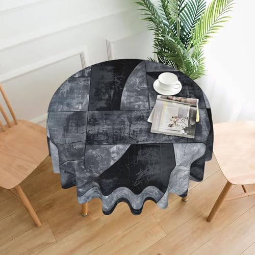 MKNAZ Runde Tischdecke, abstrakt, grau, bedruckt, 152,4 cm, dekorative Tischdecke, Polyester-Bezug für Küche, Esszimmer, Partys, Hochzeiten, Picknick von MKNAZ