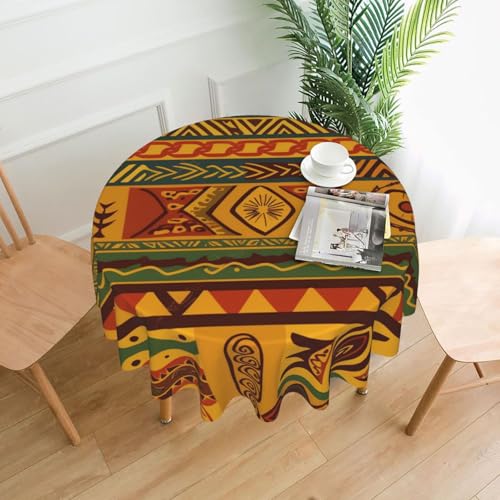 MKNAZ Runde Tischdecke mit afrikanischem Nationalmuster, bedruckt, 152,4 cm, dekorative Tischdecke, Polyester-Bezug für Küche, Esszimmer, Partys, Hochzeiten, Picknick von MKNAZ