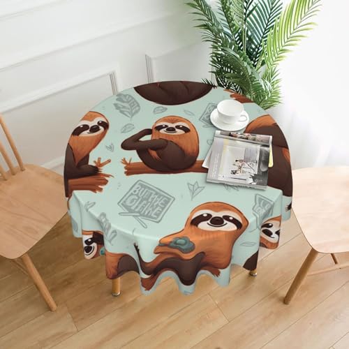 MKNAZ Runde Tischdecke mit braunem Tierdruck, 152,4 cm, dekorative Tischdecke, Polyester-Bezug für Küche, Esszimmer, Partys, Hochzeiten, Picknick von MKNAZ