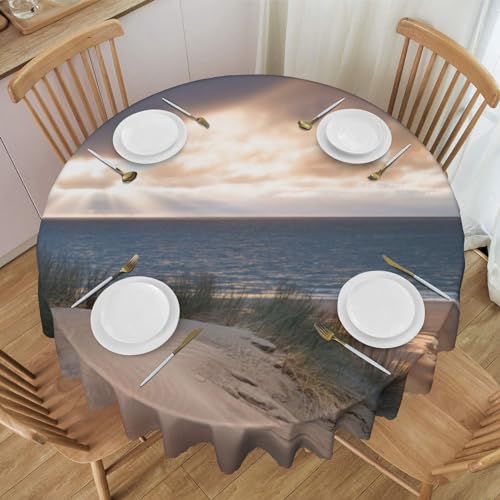 MKNAZ Stranddünen bedruckte runde Stofftischdecke, 152,4 cm, dekorative Tischdecke für Küche, Esszimmer, Partys, Hochzeiten, Picknick MKNAZ Stranddünen bedruckte runde Stofftischdecke, 152,4 cm, dekorative Tischdecke für Küche, Esszimmer, Partys, Hochzeiten, Picknick von MKNAZ