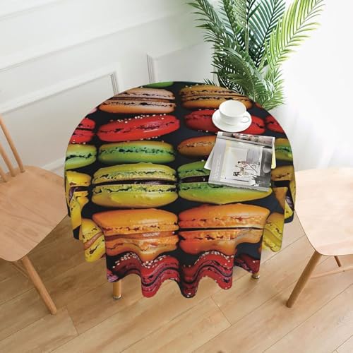 MKNAZ Tischdecke mit Macaron-Keksgeschmack, rund, bedruckt, 152,4 cm, dekorative Tischdecke, Polyester-Bezug für Küche, Esszimmer, Partys, Hochzeiten, Picknick von MKNAZ