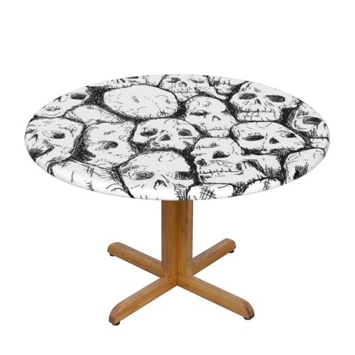 Runde Tischdecke mit Totenkopf-Textur, Durchmesser 122 cm, dekorativer Tischschutz für Küche, Esszimmer, Partys, Hochzeiten, Picknick Runde Tischdecke mit Totenkopf-Textur, Durchmesser 122 cm, dekorativer Tischschutz für Küche, Esszimmer, Partys, Hochzeiten, Picknick von MKNAZ