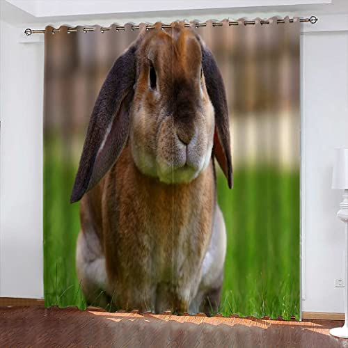 MLIYANY Blickdicht Vorhang mit Ösen tierisches Kaninchen Gardine Vorhänge Ösenvorhang Ösenschal Thermovorhänge Fensterschal für Schlafzimmer Wohnzimmer Babyroom Haus Dekoration von MLIYANY
