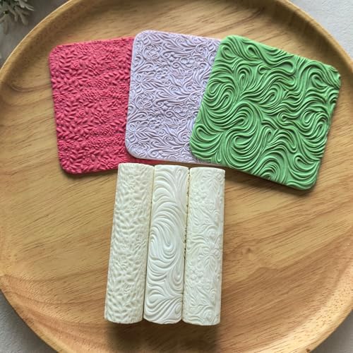 3 x Modelliermassen-Texture-Roller, funktioniert mit Polymer-Tonschneidern für DIY-Ohrringe, Schmuckherstellung, Bastelbedarf 3 x Modelliermassen-Texture-Roller, funktioniert mit Polymer-Tonschneidern für DIY-Ohrringe, Schmuckherstellung, Bastelbedarf von MLLNFUE