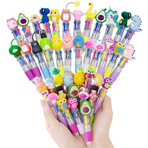 30 Stück Versenkbare Kugelschreiber-4 Farben Mini Mehrfarbig Stifte Kreativer Süßer Cartoon-Stift, Retractable Kugelschreiber für Büro Schulbedarf für Kinder Schüler Hausaufgaben Schule Büro Geschenke von MLLTech