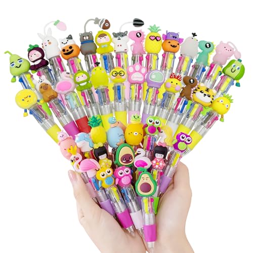 30 Stück Versenkbare Kugelschreiber-4 Farben Mini Mehrfarbig Stifte Kreativer Süßer Cartoon-Stift, Retractable Kugelschreiber für Büro Schulbedarf für Kinder Schüler Hausaufgaben Schule Büro Geschenke von MLLTech