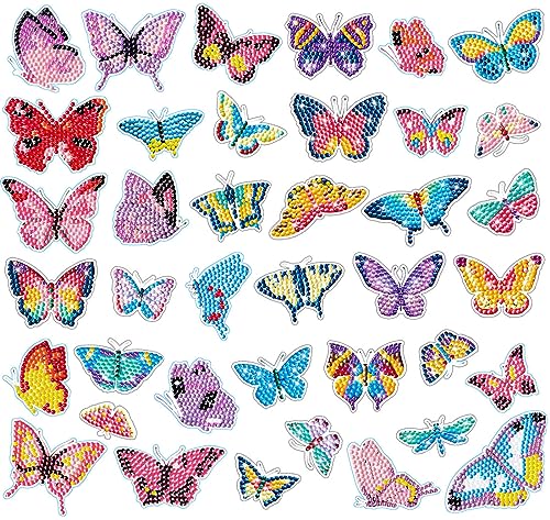 5D Diamond Painting Sticker Set für Kinder, 40 Stück DIY Karikatur Tiermalerei Tiere Diamant Aufkleber Kit [Diamant bilder für kinder] Diamant Malerei Kits für Aufkleber Farbemädchen Junge Geschenk von MLLTech