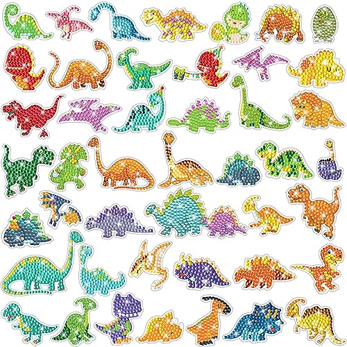 5D Diamond Painting Sticker Set für Kinder, 46 Stück DIY Karikatur Tiermalerei Tiere Diamant Aufkleber Kit [Diamant bilder für kinder] Diamant Malerei Kits für Aufkleber Farbemädchen Junge Geschenk von MLLTech