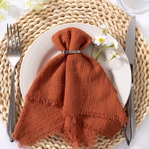 MLMC Terrakotta-Leinenservietten, Boho-Gaze-Stoffservietten mit Fransen, rustikale Dinner-Servietten, waschbar, 43,2 x 43,2 cm, für Hochzeit, Party, Brautparty, Babyparty, Frühlingsdekoration, 10 MLMC Terrakotta-Leinenservietten, Boho-Gaze-Stoffservietten mit Fransen, rustikale Dinner-Servietten, waschbar, 43,2 x 43,2 cm, für Hochzeit, Party, Brautparty, Babyparty, Frühlingsdekoration, 10 von MLMC