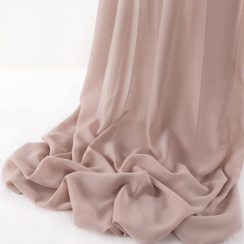 LANSITINA Transparenter Chiffon-Stoff, einfarbig, für Hochzeit, Party, Tischläufer, Babyparty, Drapierbogen (9,1 m, Dusty Rose) von MLMW