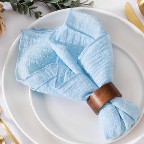 MLMW Hellblaue Stoffservietten, Set mit 10 Sommer-Servietten, Leinen, waschbar, 41 x 41 cm, für Hochzeit, Party, Babyparty, Brautparty, Geburtstag, Tischdekorationen von MLMW