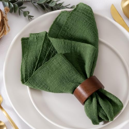 MLMW Tischservietten aus Leinen, olivgrün, waschbar, lose für Thanksgiving, Hochzeit, Gartenparty, Babyparty, Geburtstag, 41,9 x 41,2 cm, 6 Stück von MLMW
