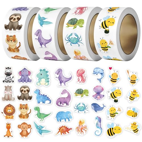 MLPKOI 2000 Stück Aufkleber Kinder, Animal Sticker Rolle Cartoon Tiere Belohnungsaufkleber Selbstklebend, Reward Sticker Tiere, sSticker Kinder, Stickerrolle für Skateboard Gepäck Aufkleber Scrapbook MLPKOI 2000 Stück Aufkleber Kinder, Animal Sticker Rolle Cartoon Tiere Belohnungsaufkleber Selbstklebend, Reward Sticker Tiere, sSticker Kinder, Stickerrolle für Skateboard Gepäck Aufkleber Scrapbook von MLPKOI