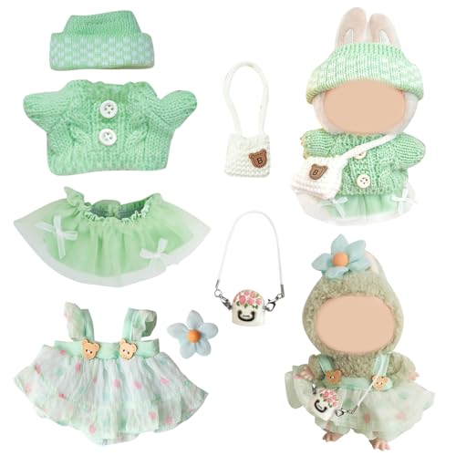 MLPKOI 7 Stücke Bekleidung für 17 cm Bubu Puppe, Plüschtiere Kleidungg, kKleidung Zubehör, Mini Kuscheltier Kleidung Outfit, 17 cm Große Kleidung für Bubu Puppe, Puppenkleidung Outfit von MLPKOI