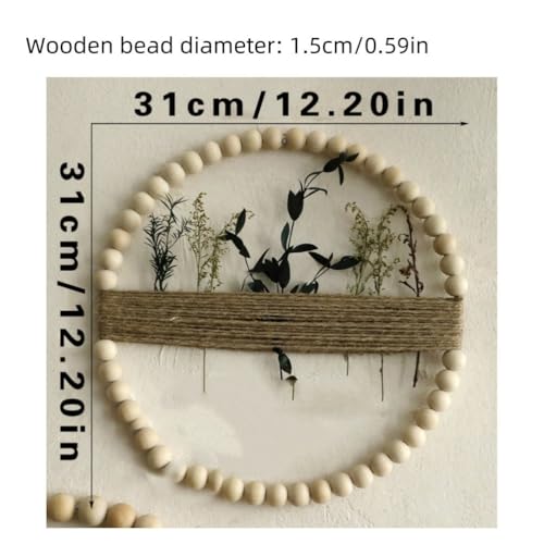 MLSHWUG Vintage Runde Holzperle Boho Stil Wanddekoration Aufhängung Für Badezimmer Wohnzimmer Schlafzimmer,Small von MLSHWUG
