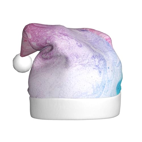 Bunte Marmor-Weihnachtsmütze, pastellfarben, rosa, blau, lila, bedruckt, für Erwachsene, Festtags-Weihnachtsmütze, festliches Partyzubehör für Weihnachten und Neujahr von MLTRFGJ