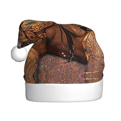 MLTRFGJ Afrikanischer Löwe und Frauen, bedruckte Weihnachtsmütze, für Erwachsene, festliches Partyzubehör für Weihnachten und Neujahr von MLTRFGJ